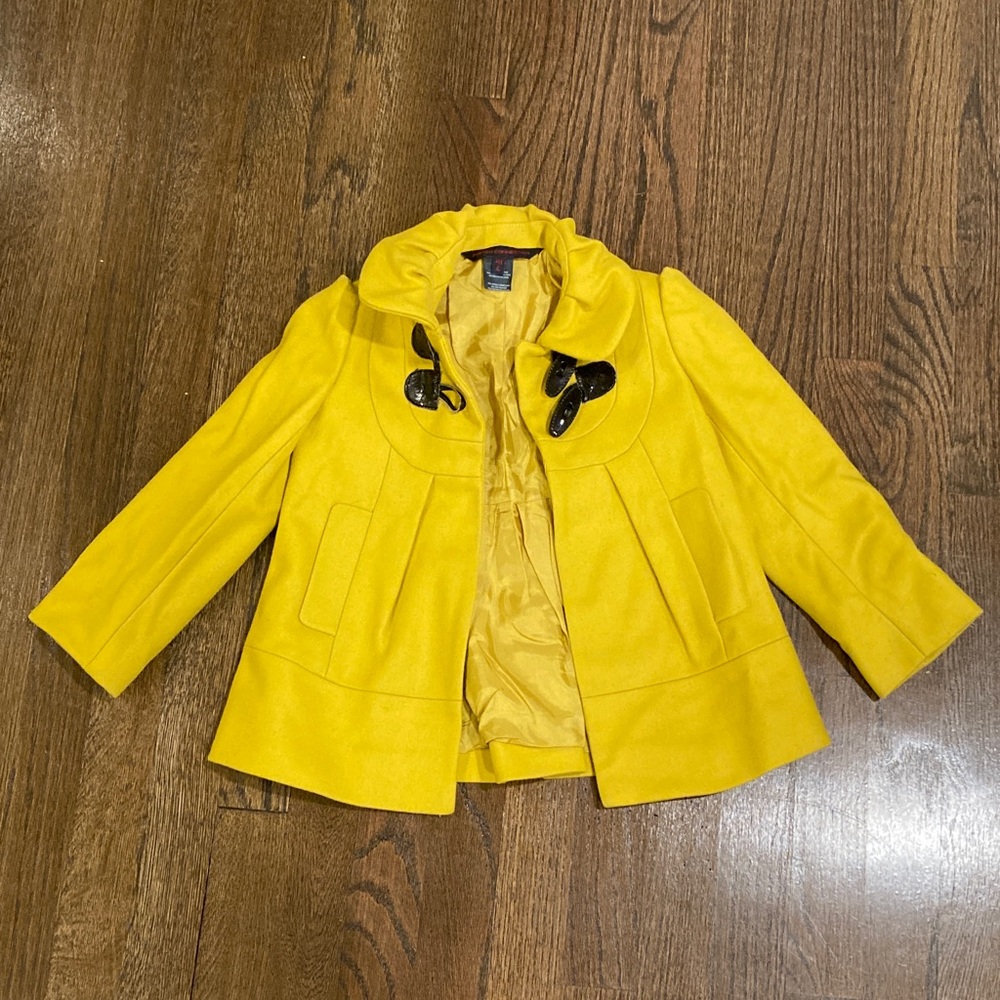 French Connection Bright Yellow Kids Pea Coat Jacket